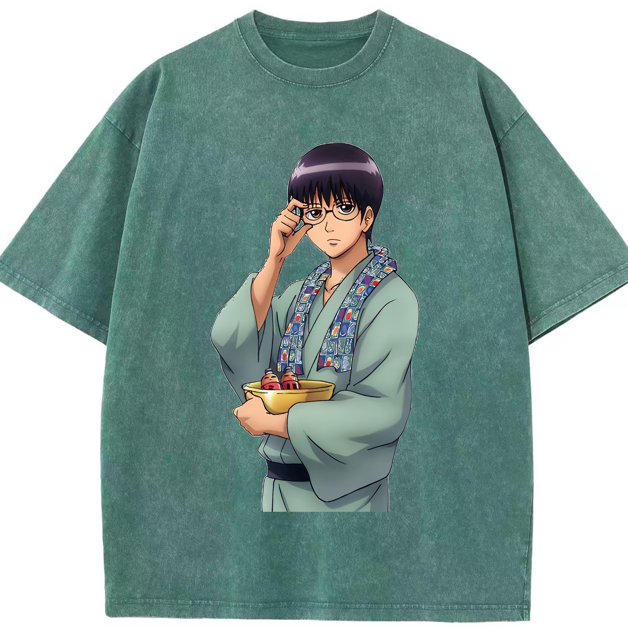 （画像用） ぎんたま 坂田銀時（さかたぎんとき） 神楽 志村新八（しむら しんぱち） GINTAMA Sakata Gintoki Kagura Shimura Shinpachi 綿100% ヴィンテージ風 半袖Tシャツ（フロントプリント）